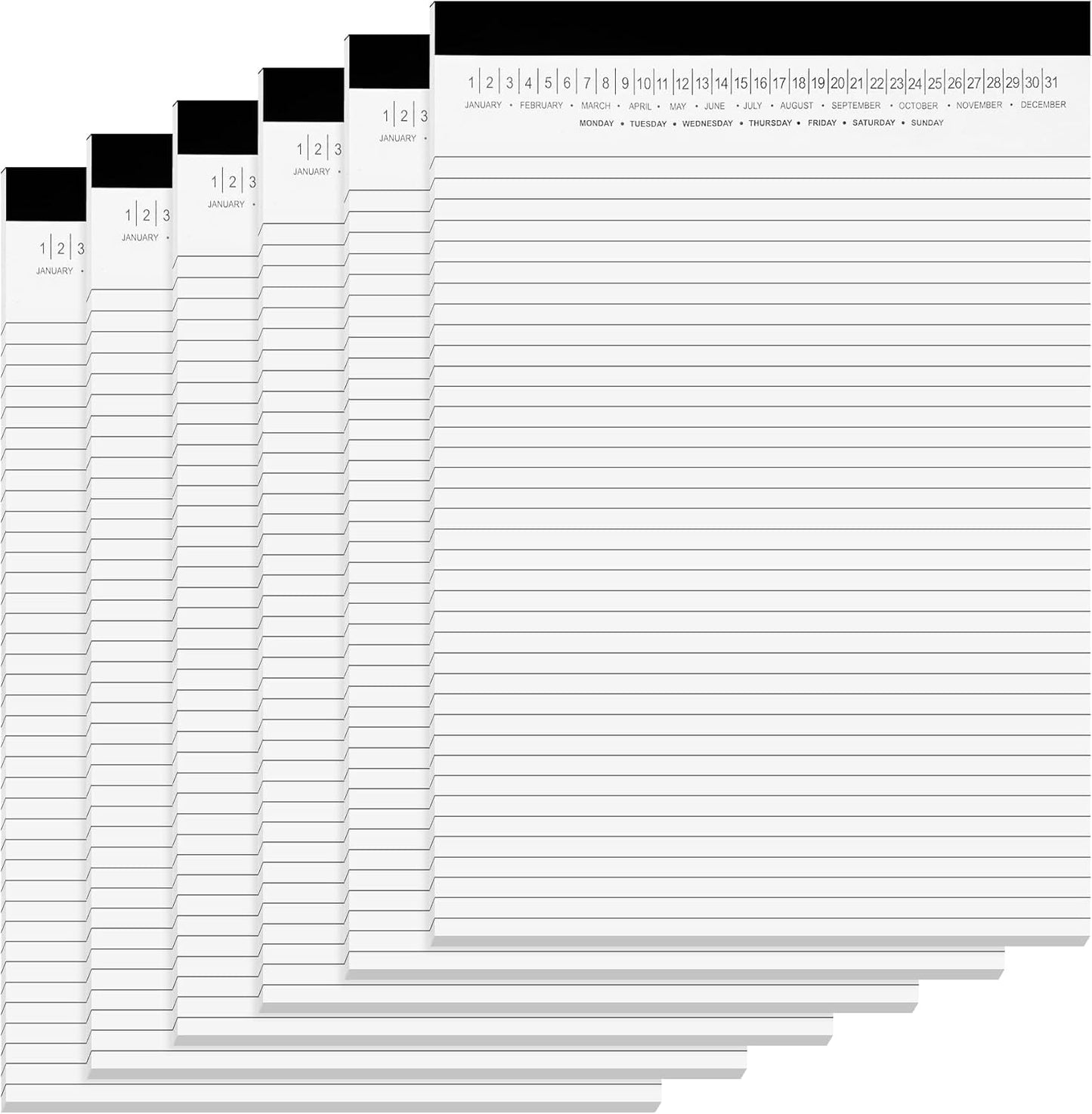 6 Pack Legal Pads 8.5" x 11" Note Pads with Date on Top, 50 Sheets Lined Paper Writing Pads, Narrow Ruled White Notepad Notebook for Office Business School College Supplies