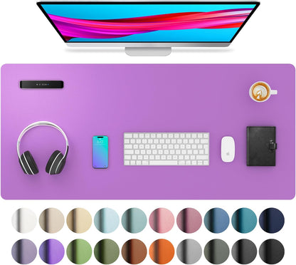 Aothia Leather Office Desk Pad Protector, Non-Slip PU Leather Desk Blotter, Waterproof Laptop Writing Mouse Pad for Office and Home, Black, 31.5" x 15.7" - Colors A