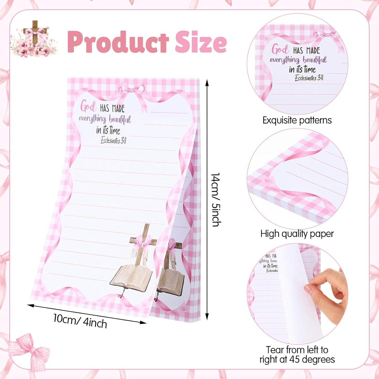 Gersoniel 8 Pack Christian Sticky Notes Gifts for Mothers Day Bulk for Church Small Scripture Inspirational Memo Pads Floral Adhesive Religious Bible Verse Quotes Notepads, 4 x 5.5 Inch(Simple Style)