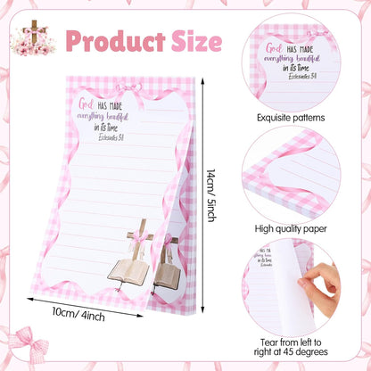 Gersoniel 8 Pack Christian Sticky Notes Gifts for Mothers Day Bulk for Church Small Scripture Inspirational Memo Pads Floral Adhesive Religious Bible Verse Quotes Notepads, 4 x 5.5 Inch(Simple Style)