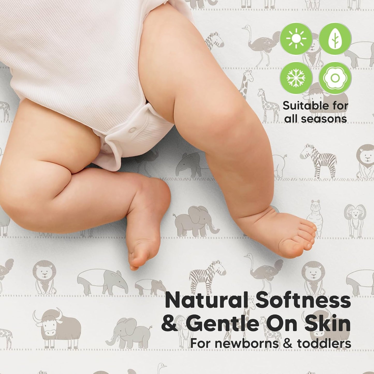 2-Pack Waterproof Crib Sheets for Boys, Girls - 52x28 Fitted Organic Cotton Baby Crib Sheets, Toddler Mattress Protector Cover, Washable, Soft & Durable Baby Bedding Essentials(Pine Grove)