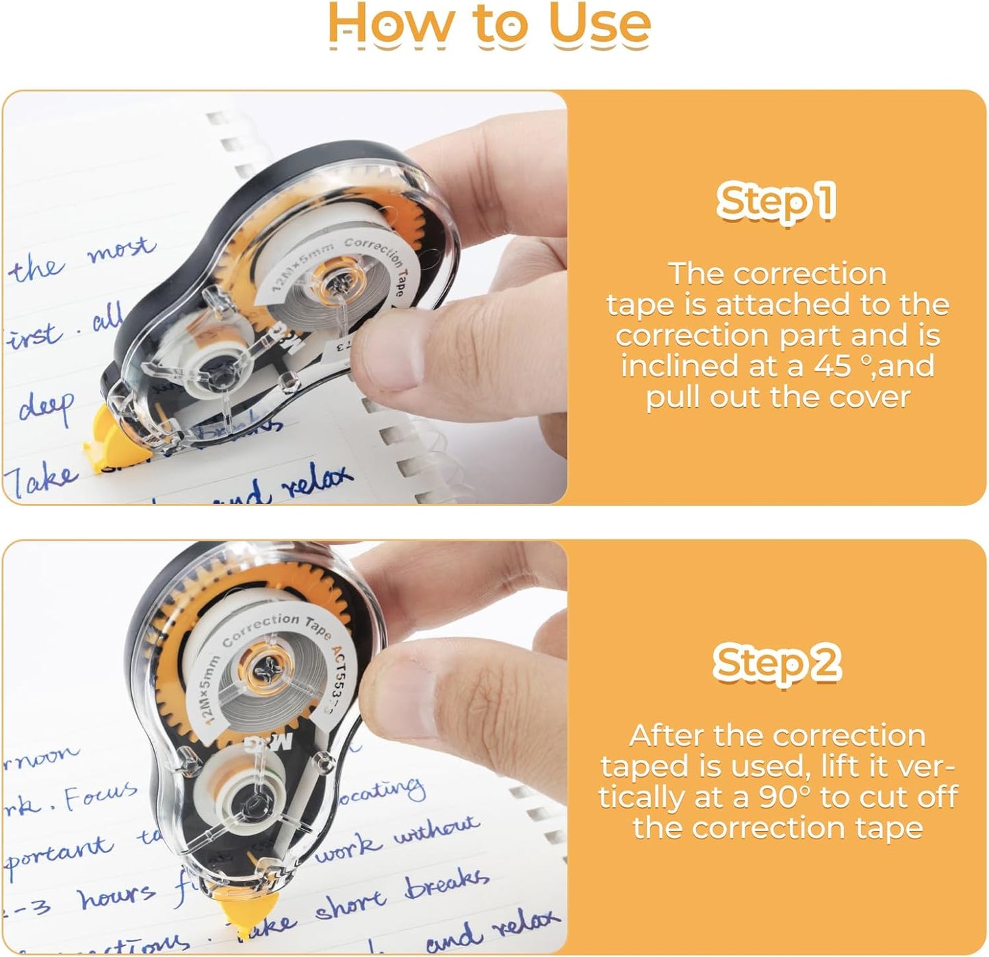 M&G White Correction Tape, Easy to use applicator for Instant Corrections, 39.37 Ft/Pack,for Office (6 Pack, 12M/472"x 0.2")