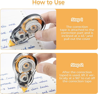 M&G White Correction Tape, Easy to use applicator for Instant Corrections, 39.37 Ft/Pack,for Office (6 Pack, 12M/472"x 0.2")