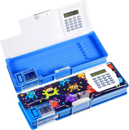 Henoyso Multifunctional Pencil Box for Girls Butterfly Pencil Case with Calculator and Sharpener Cool Cute Pencilcase School Supplies Essentials Christmas Birthday Gift Present for Kids Teens
