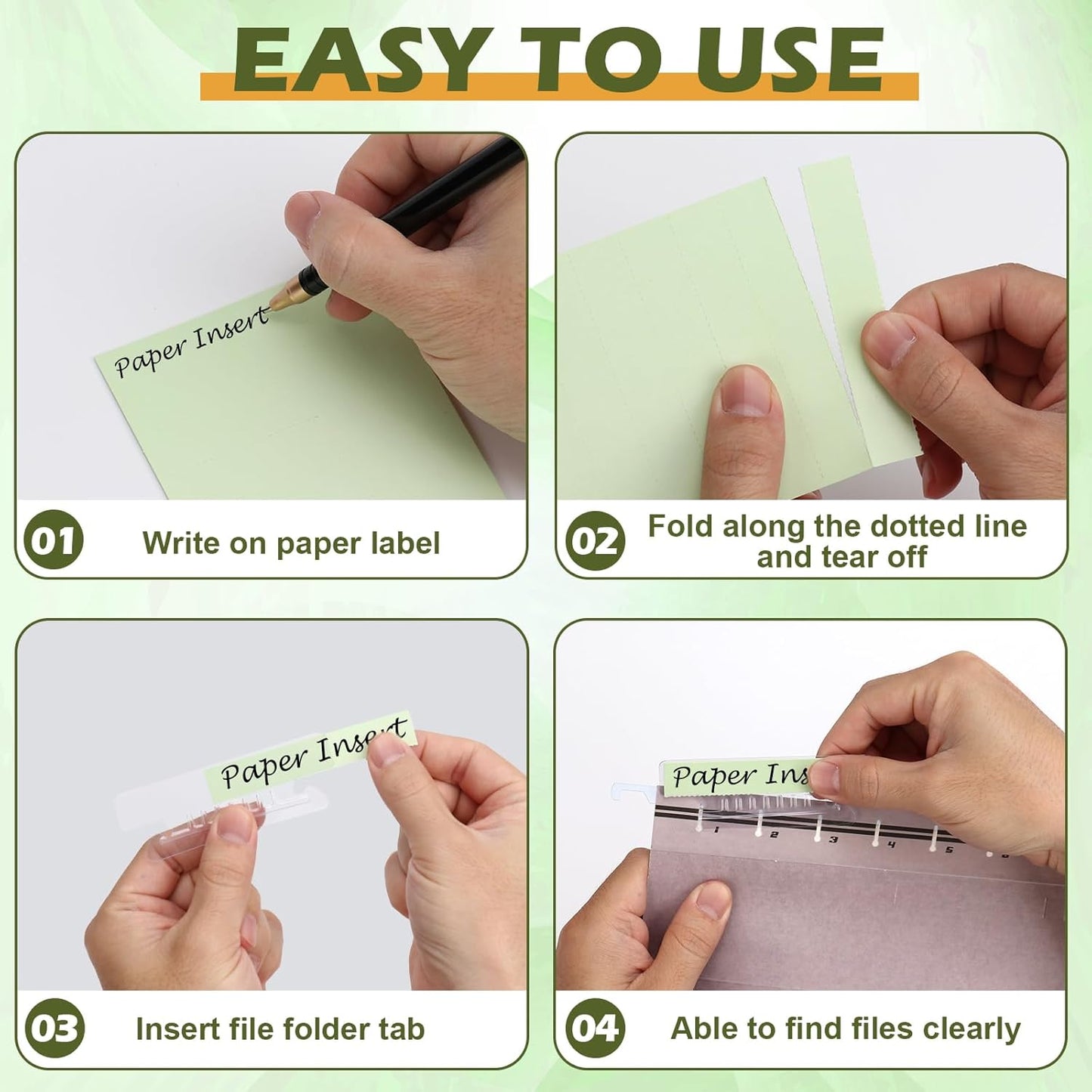 100 Pcs Hanging File Folder Paper Inserts 3-1/2 Inch Off White Blank File Tab Inserts Thick Cardstock for Hanging Folder (3.5×0.6 inch)(No Tab Included)