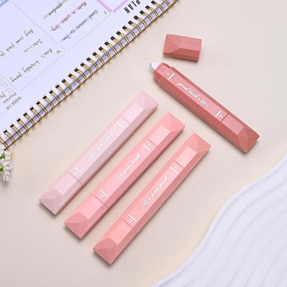Temiary 4 Pcs 2 in 1 White Correction Tape and Double Sided Roller Set, Aesthetic Smooth Pull Out Tapes with Adhesive Glue Tape Roller Runner for School Office Supplies (Pink)