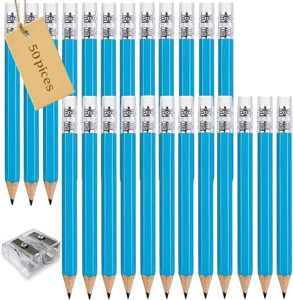 Adhere 25pcs Golf Pencils with Eraser Pre sharpened Hexagon half Wooden Pencils Graphite 2B for Golf Event Scoring,Classroom,Wedding,Company Meetings,Pew, Pocket (Nature)