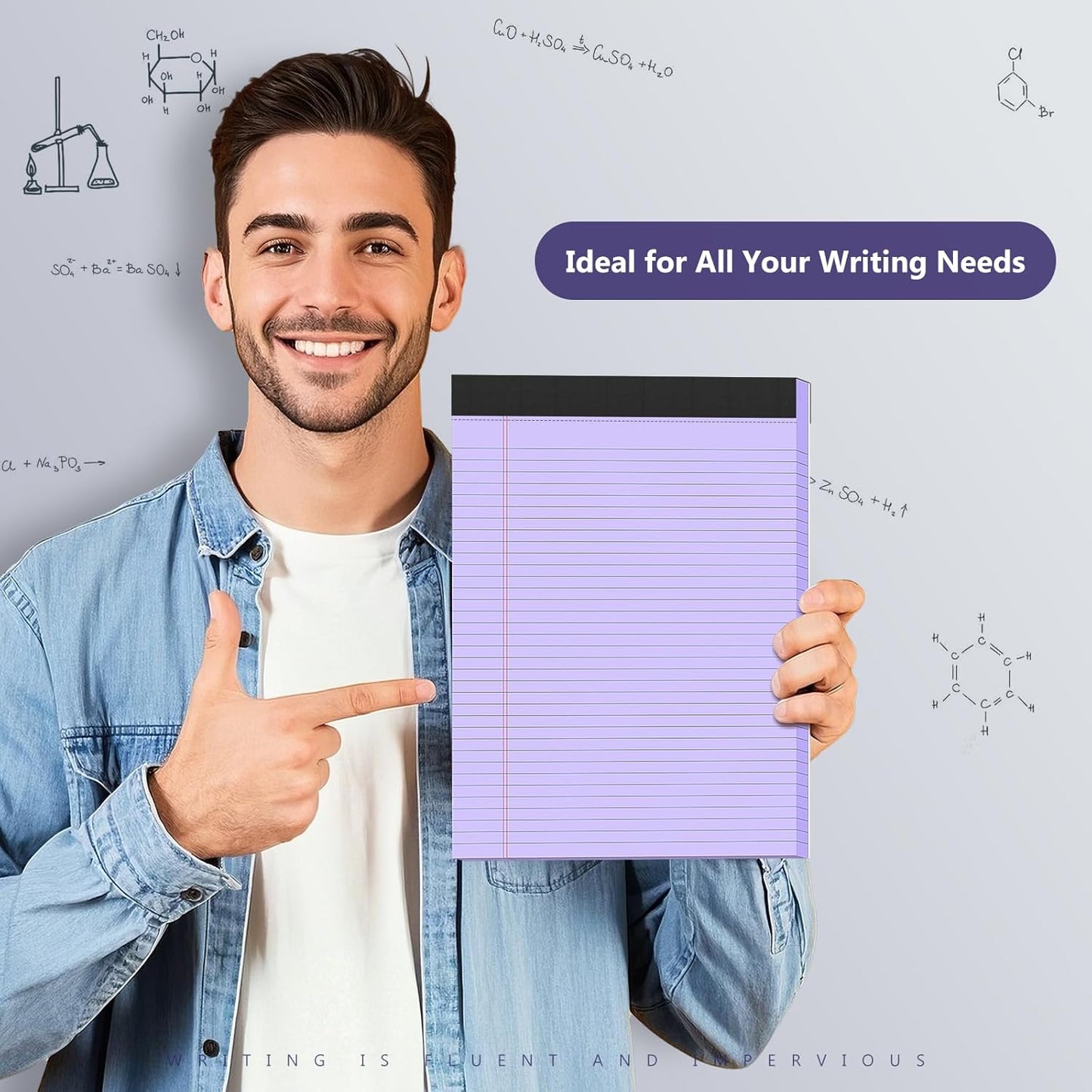 2 Pack Legal Pads 8.5 x 11 College Ruled 100 Sheets Purple Note Pads 8.5" x 11" Lined Paper Chipboard-Backed Notepad with Micro-Perforated Notebook Paper for Office & School Supplies 50 Sheets/Pad