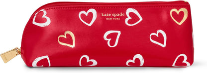 kate spade new york Pen and Pencil Case with Office Supplies, Zip Pouch Includes 2 Pencils, Sharpener, Eraser, and Ruler, Polka Dots (black/white)