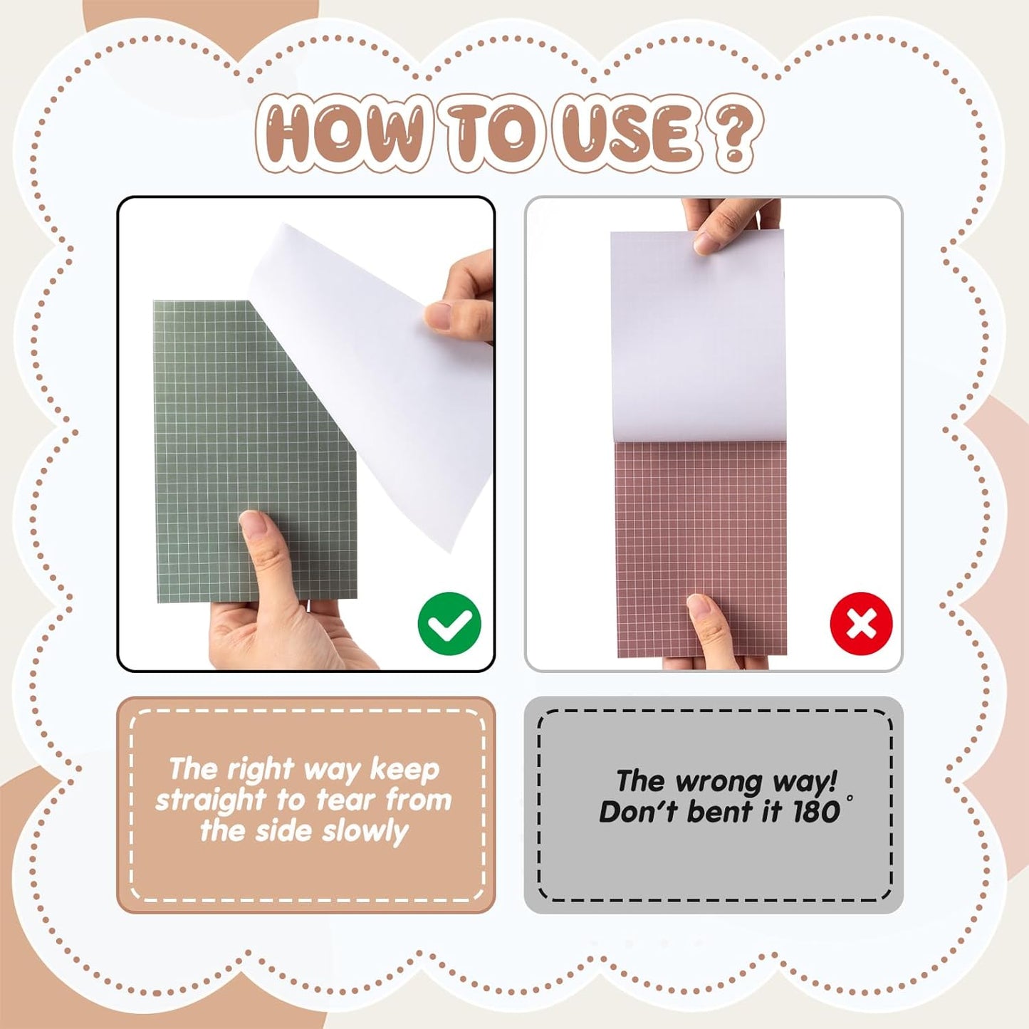 Jecery 9 Pack 4 x 6 Inch Grid Sticky Notes Self Adhesive Memo Pad Cute Graph Paper Self Stick Note Pads with Grid Lines for Gifts Office Supplies, 270 Sheets(Soft Colors)