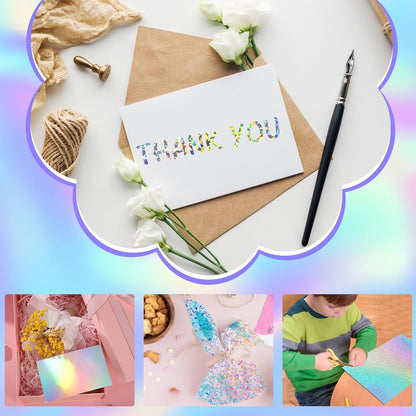 24 Sheets Holographic Cardstock 8.5 x 11, 250gsm/92lb Metallic Cardstock Glitter Shiny Iridescent Mirror Paper Thick Card Stock Paper for Crafts, Card Making, Party Decoration, Scrapbook Supplies