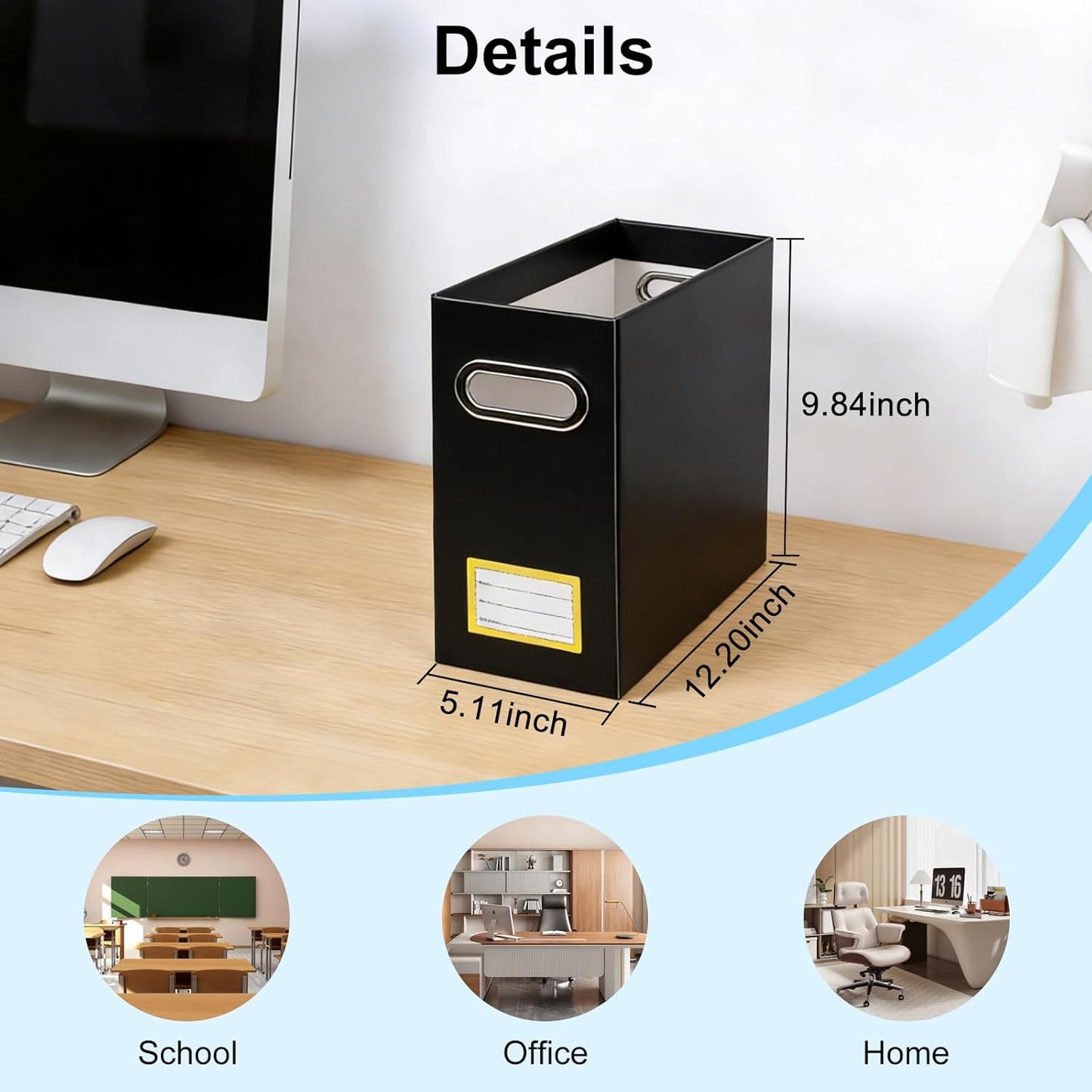 Collapsible File Organizer Box with Handle, Filing Organizer for Home or Office, Small Portable File Box(1 Pack, White)