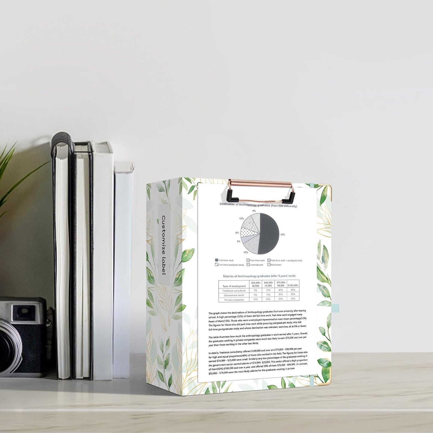 Ospelelf Binder 3 Ring 1 Inch, Floral Round Ring Clipboard Binder for Letter Size with 5 Tab Dividers, File Folder Labels, for School and Office Supplies