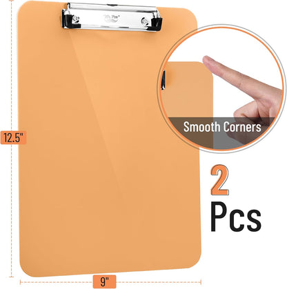 Mr. Pen- Plastic Clipboard, 12.5" x 9", 2 Pack, Clipboard Plastic, Low-Profile Metal Clip with Retractable Hanging Hole