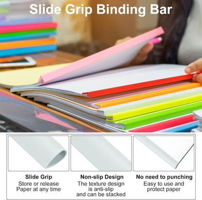 PATIKIL 30Pcs Binding Bars, 8mm Binding Bars Slide Grip 50 Sheets Capacity A4 Size Report Binder Teardrop Shape Presentation Binder for Report Cover Resume, White