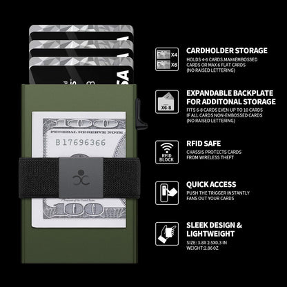 SEMORID Slim Aluminum Card Holder Wallet for Men, Durable Expandable Backplate, RFID Blocking Minimalist Metal Pop Up Wallet, Holds 12+ Cards Plus Cash (Black)
