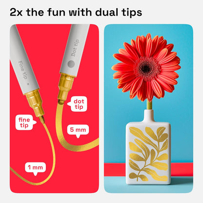 ARTISTRO 2 Red Dual-Tip Acrylic Paint Pens - Multisurface Markers for Glass, Rock, Fabric, Wood, Plastic & More - 1 mm Fine & Brush Tips