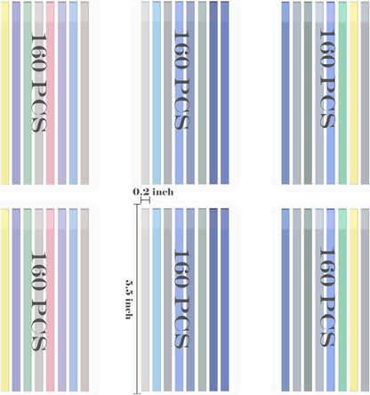 BAYTORY 1380Pcs Transparent Highlighter Tape Reusable, Clear Sticky Tabs for Annotating Books, Long Highlighting Strips Page Markers Index Tabs, Sticky Notes Aesthetic Office School Supplies