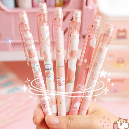 MOZXIRZ 4 Pcs Cute Mechanical Pencils with Top Eraser 0.5mm Cartoon Space Mechanical Pencil School Pencil for Women (6pcs Space)