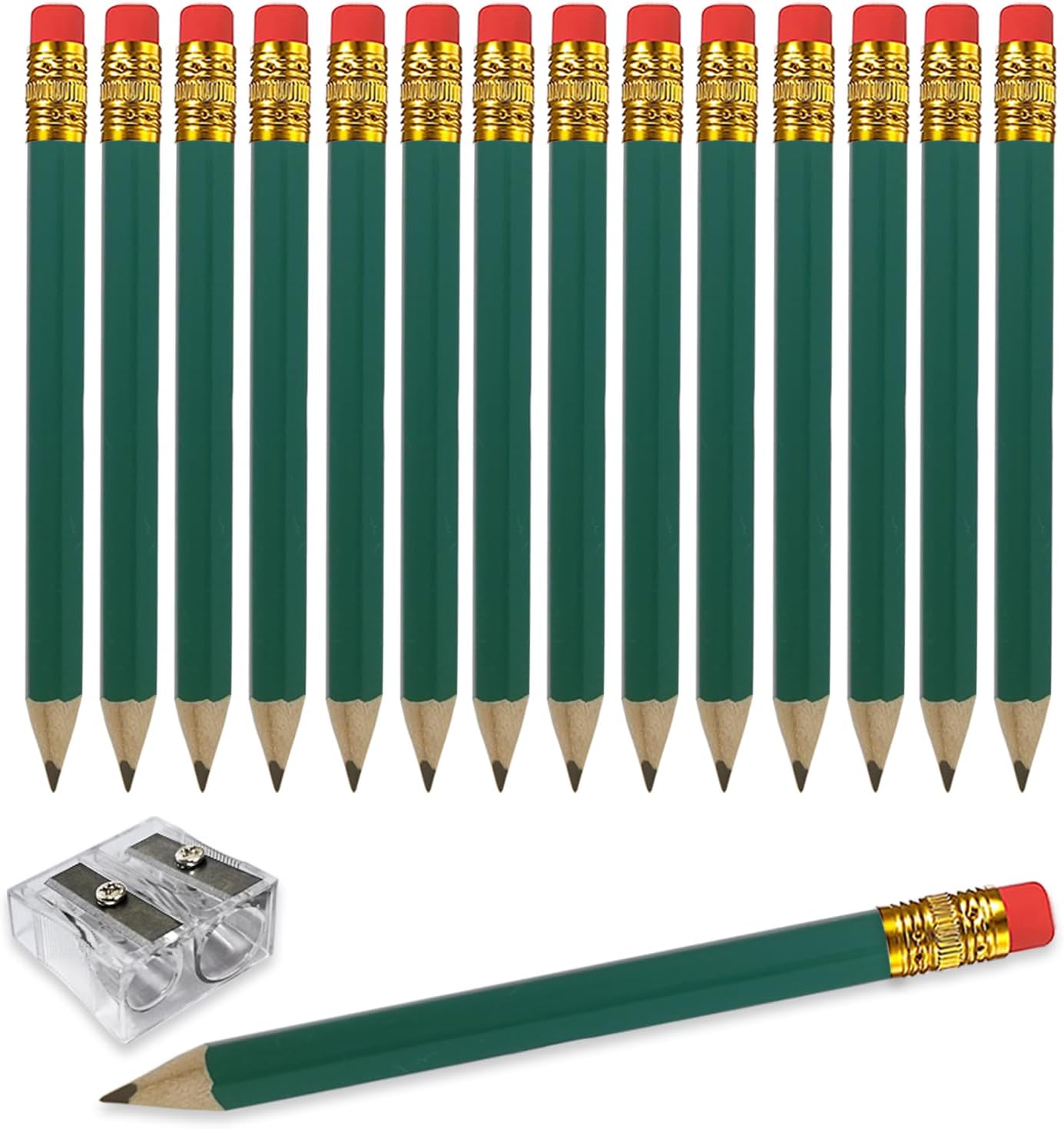 Adhere 25pcs Golf Pencils with Eraser Pre sharpened Hexagon half Wooden Pencils Graphite 2B for Golf Event Scoring,Classroom,Wedding,Company Meetings,Pew, Pocket (Nature)