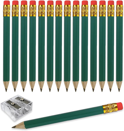 Adhere 25pcs Golf Pencils with Eraser Pre sharpened Hexagon half Wooden Pencils Graphite 2B for Golf Event Scoring,Classroom,Wedding,Company Meetings,Pew, Pocket (Nature)