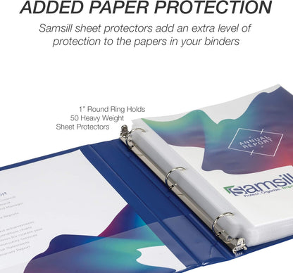 Samsill 1.5 Inch 3 Ring Binders, Economy Round Ring, Clear View Cover, 325 Sheet Capacity - for School, Home, Office - White, 4 Pack