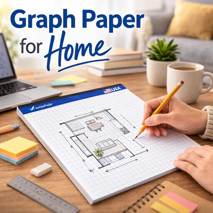 Graph Paper Pads 8.5 x 11, 4x4 Quad Ruled Graph Paper, 2 Pack, 50 Sheets Per Pad, White Graphing Paper Notebook with Sturdy Back & Micro-Perforated Pages, Made in USA, for School, Math, Drafting & Office