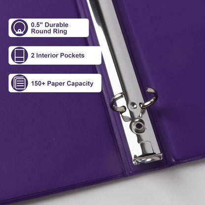 CIXILDTS 1-Inch Round Ring Binders, Standard 3 Ring Binder Fit Letter Size Paper, Presentation View Binders, 6 Packs, Assorted
