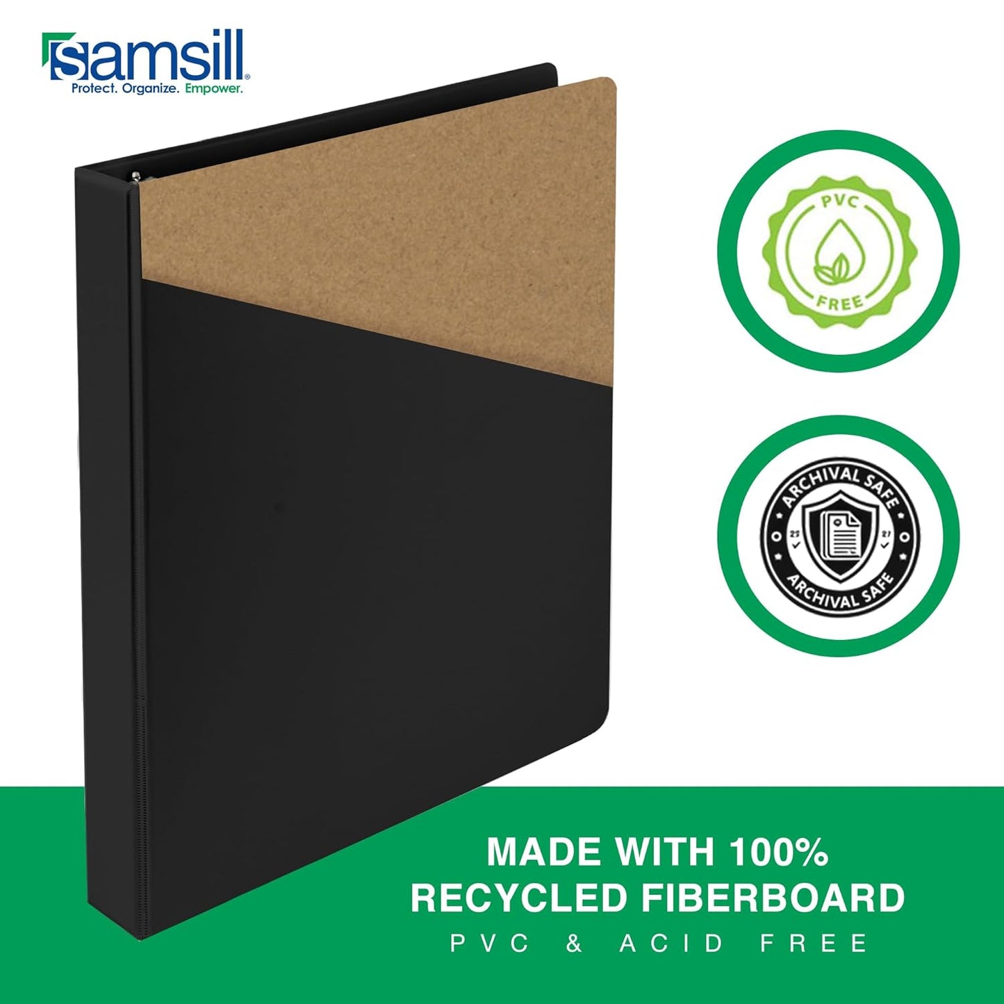 Samsill 3 Inch 3 Ring Binders, Economy Round Ring, Clear View Cover, 550 Sheet Capacity - for School, Home, Office - Black, 4 Pack