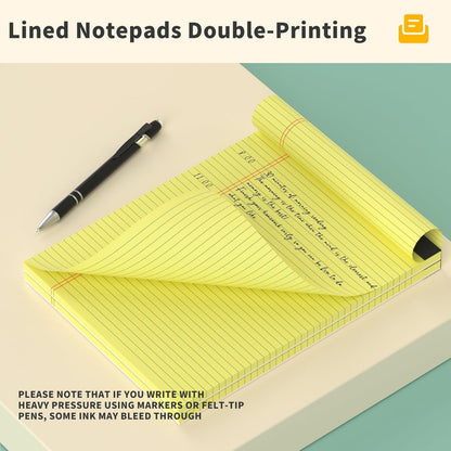 8 Pack Yellow Legal Pads 5x8 Small Note Pads 240 Sheets Perforated Yellow Pads Paper Narrow Ruled Writing Pad 80gsm Premium Thick Paper College Ruled Legal Notepads for Students, Office, Business