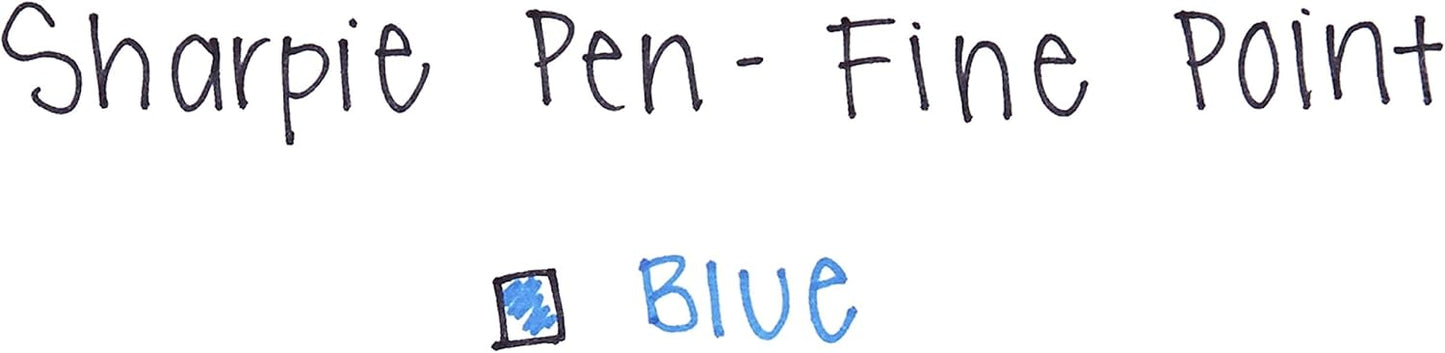 Sharpie Felt Tip Pens, Fine Point (0.4mm), Blue, 12 Count