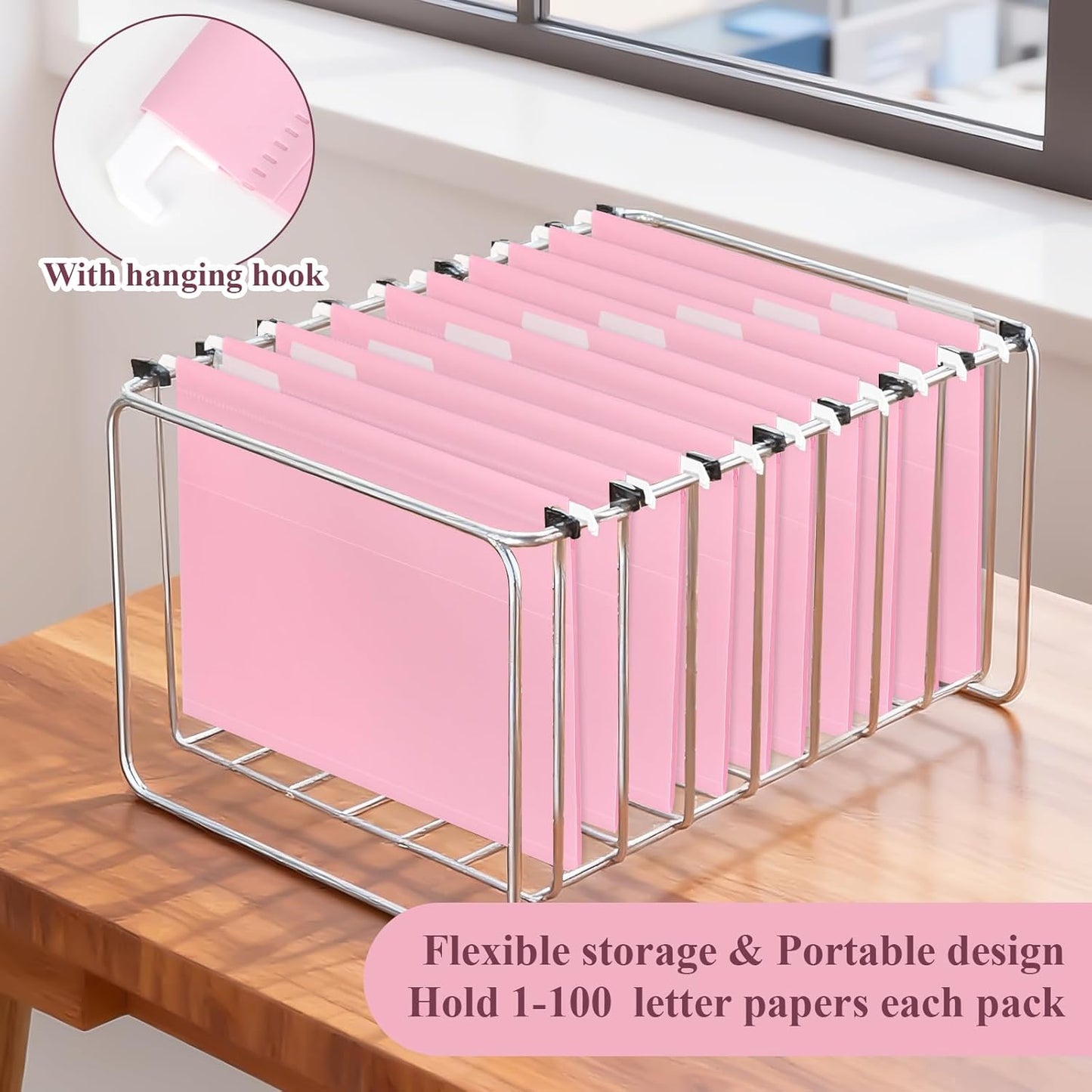 Letter Size Green Hanging File Folders Hanging Document Folder Plastic Transparent Hanging File Folder for File Cabinets Document Filing (20, Sage Green)