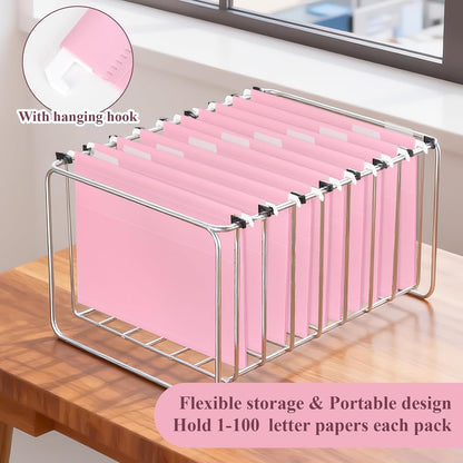 Letter Size Green Hanging File Folders Hanging Document Folder Plastic Transparent Hanging File Folder for File Cabinets Document Filing (20, Sage Green)