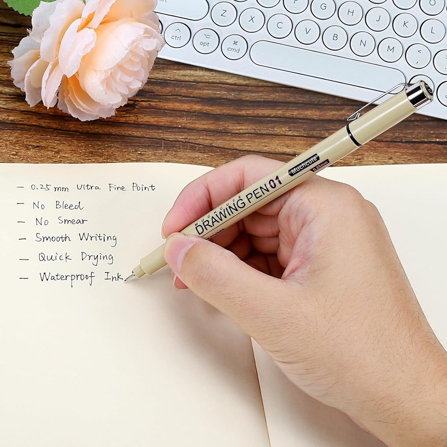 Muchcute Extra Fine Point Writing Pens:6 Black 0.25mm Ultra Thin Micron Pen 01 No Bleed Bible Journaling Study Supplies Annotation Smooth Waterproof Micro Line Tip Fineliner Gel Felt Ink Markers Stuff