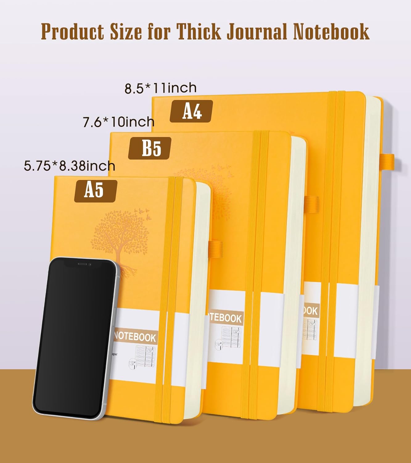 Lined Journal Notebook -365 Pages A5 Thick Journals for Writing Ruled Notebook, Hardcover Leather Journal for Women Men Daily Journal Notebook for Work, Note Taking, 100Gsm Lined Paper( 5.75'' X 8.38'' Green)