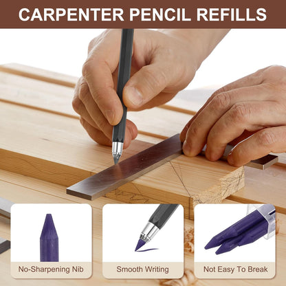 PATIKIL 12Pcs 5.6mm 2B Carpenter Pencil Lead Refills, Solid Dry Pencil Refills Break Resistant Lead Refill for Mechanical Carpenter Pencil Construction Pencils Art Drafting, Blue