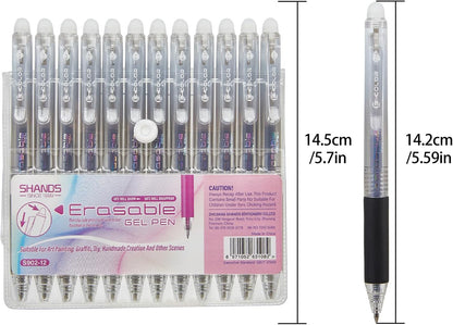 Retractable Erasable Gel Pens Clicker,Fine Point 0.7mm Smooth Writing Pens,Cute Pens For Writing Journaling Taking Notes School Office Home. (12 Colors)