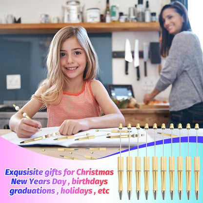 150 Pieces DIY Beadable Pen Kit – 50 Plastic Ballpoint Pens with Refills & Bags, Beads Not Included – School Supplies, Office Accessories & Craft Gifts for Students & Teachers (Multicolor)