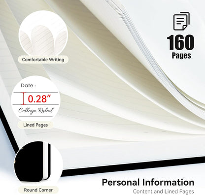 Lined Spiral Journal Notebook, A5 College Ruled Spiral Notebook for Women, Hardcover with Elegant Design for Work and Note-Taking, 5.5 * 8.25 inch, 160 Pages, Letter T