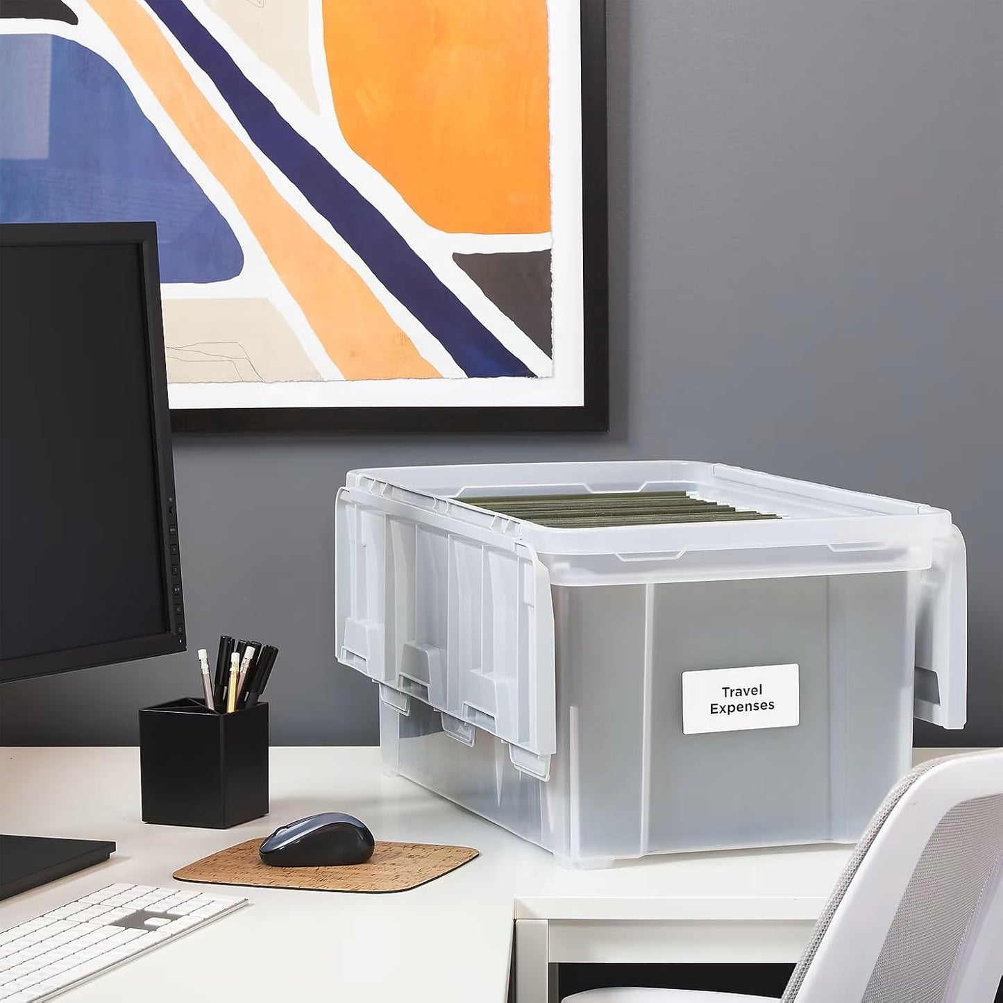 STAPLES Plastic File Box with Snap Lid, Letter/Legal Size, Clear, 4/Carton