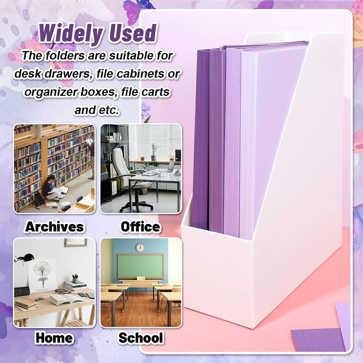 Whaline 24 Pack Dusty Blue File Folders Letter Size Gradient Blue File Pockets with 1/3 Cut Tab 8.9 x 11.6 Inch 4 Colors Documents Folders for Home Office Classroom Supplies
