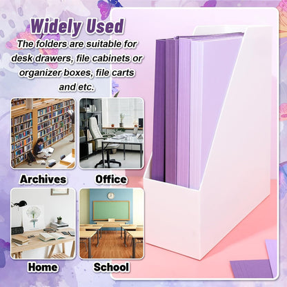 Whaline 24 Pack Dusty Blue File Folders Letter Size Gradient Blue File Pockets with 1/3 Cut Tab 8.9 x 11.6 Inch 4 Colors Documents Folders for Home Office Classroom Supplies