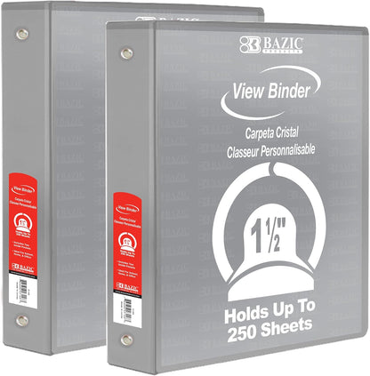 BAZIC Products 3 Ring Binder - Burgundy, Economy View Binder with Clear Overlay Cover and Round Rings, Organizer for School Office Home Use, 1.5-inch Capacity Holds 280 Sheets Paper, 1-Pack
