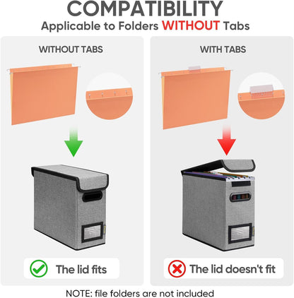 BALEINE File Organizer Box with Lid, Collapsible File Folder Organizer with Plastic Slide, Hanging File Folder Box for Office Document Storage (1 Pack, Black)
