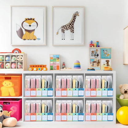 Pasimy 25 Pcs Pastel Cardboard Magazine File Holder Magazine Organizer Book Bin with Label Sticker Multicolor File Storage Box for Desk Shelves Document School Classroom Home Office Supplies