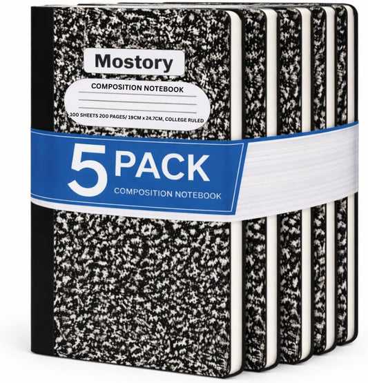 MOSTORY 50 Pack Bulk Composition Notebook - College Ruled 200 Pages (100 Sheets), Size 7.5" x 9.75", Bulk School Supplies, Office, Bulk Notebooks for School, Writing Journal Notebook with Lined Paper