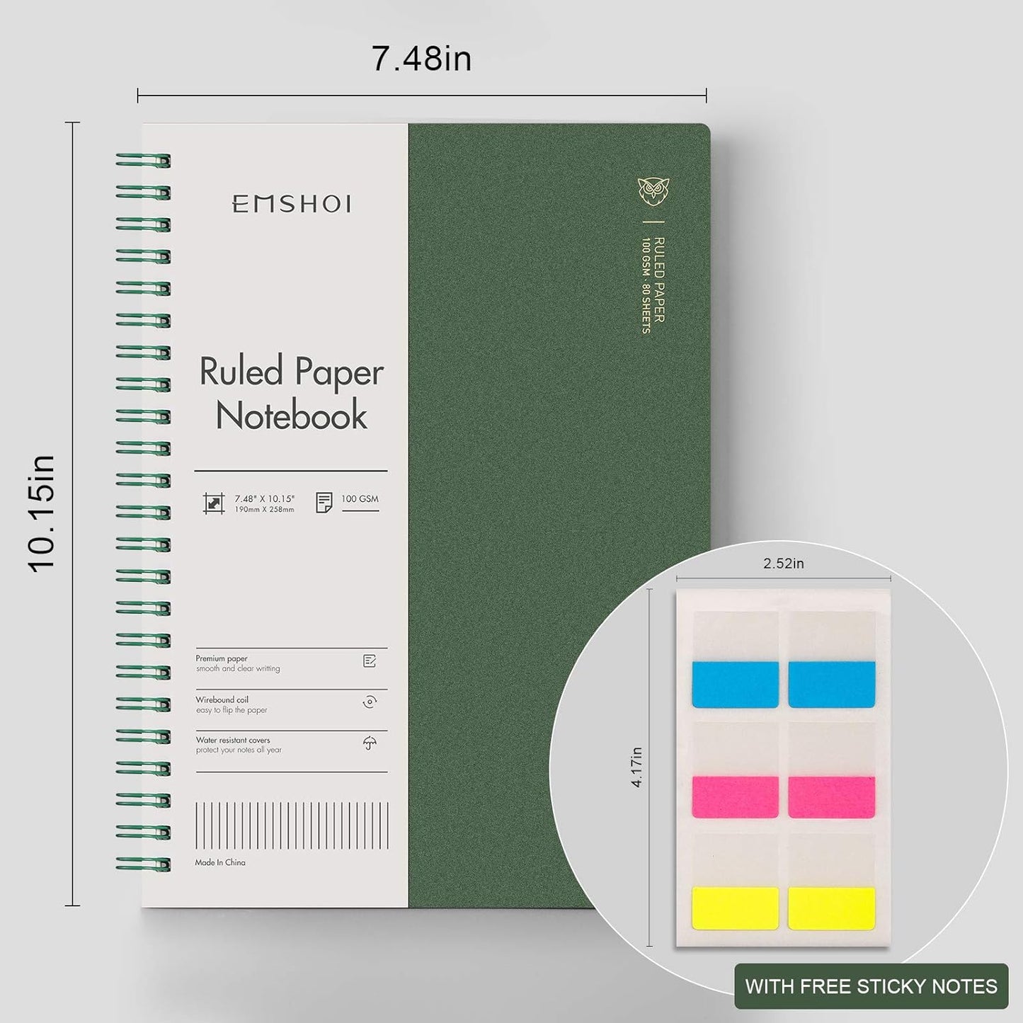 EMSHOI Dotted Journal Spiral Notebook 5.7" x 8.22" - 4 Pack 640 Pages 100gsm Thick Paper, A5 Dot Grid Notebook, Plastic Hardcover Dotted Notebook for Journaling Writing