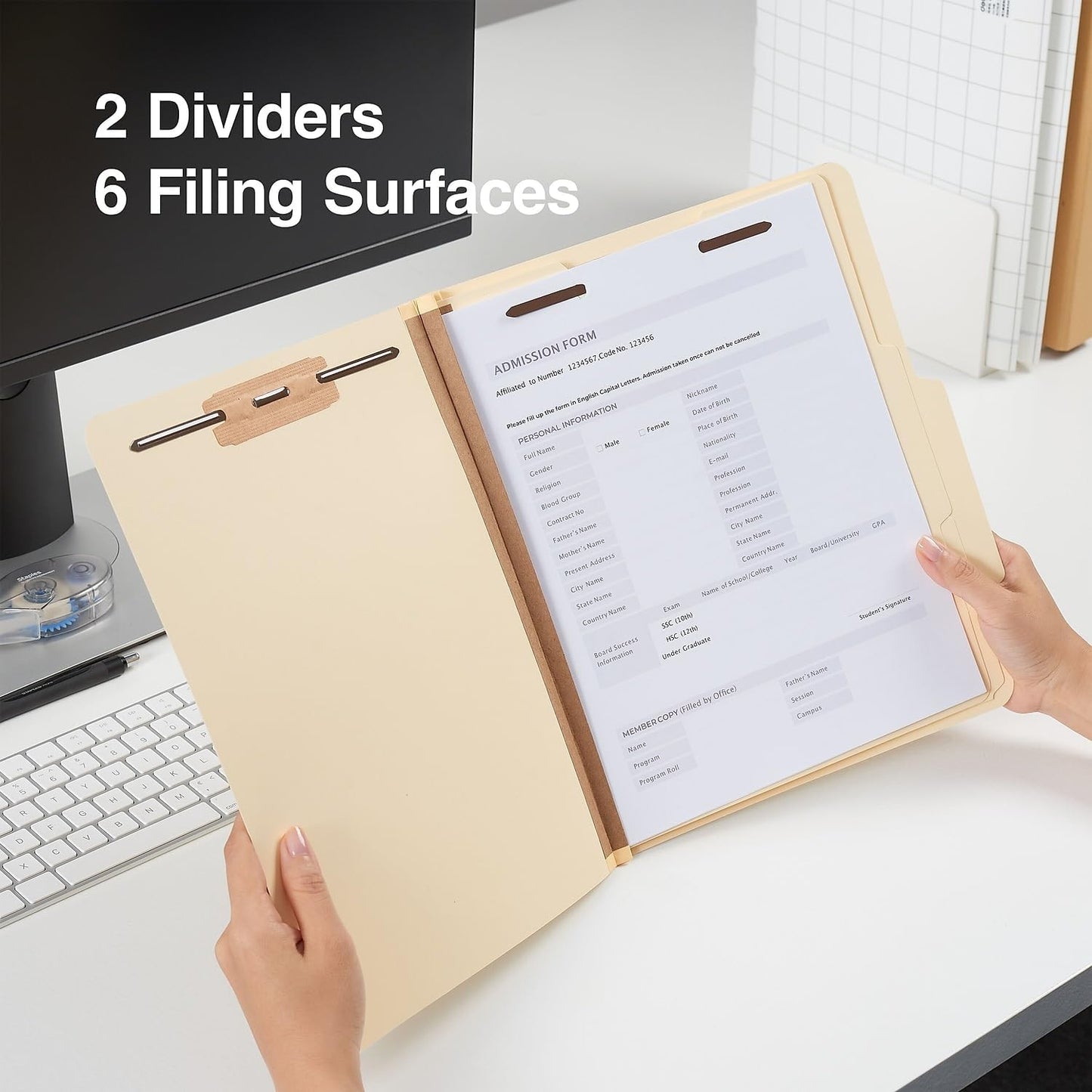 Staples Classification Folders, Letter Size, 2‑Dividers, 2.5" Expansion, Manila, Heavy‑Duty Construction – 20/Carton