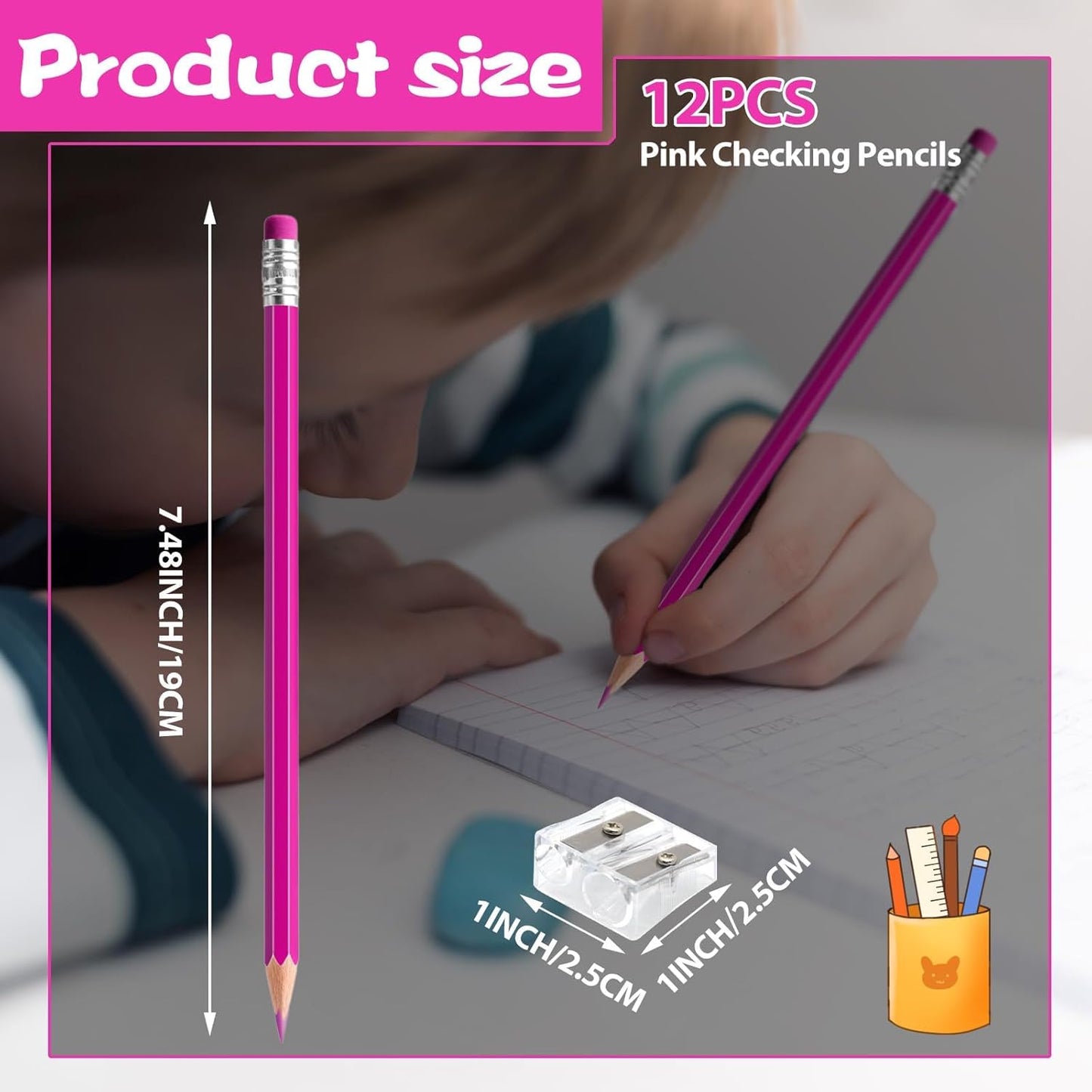 12 PCS Green Pencils with Eraser, Pre-Sharpened HB Pencils for Writing & Drawing, School Supplies for Kids Homework, Tests, Art Crafts & Teacher Grading (Green)