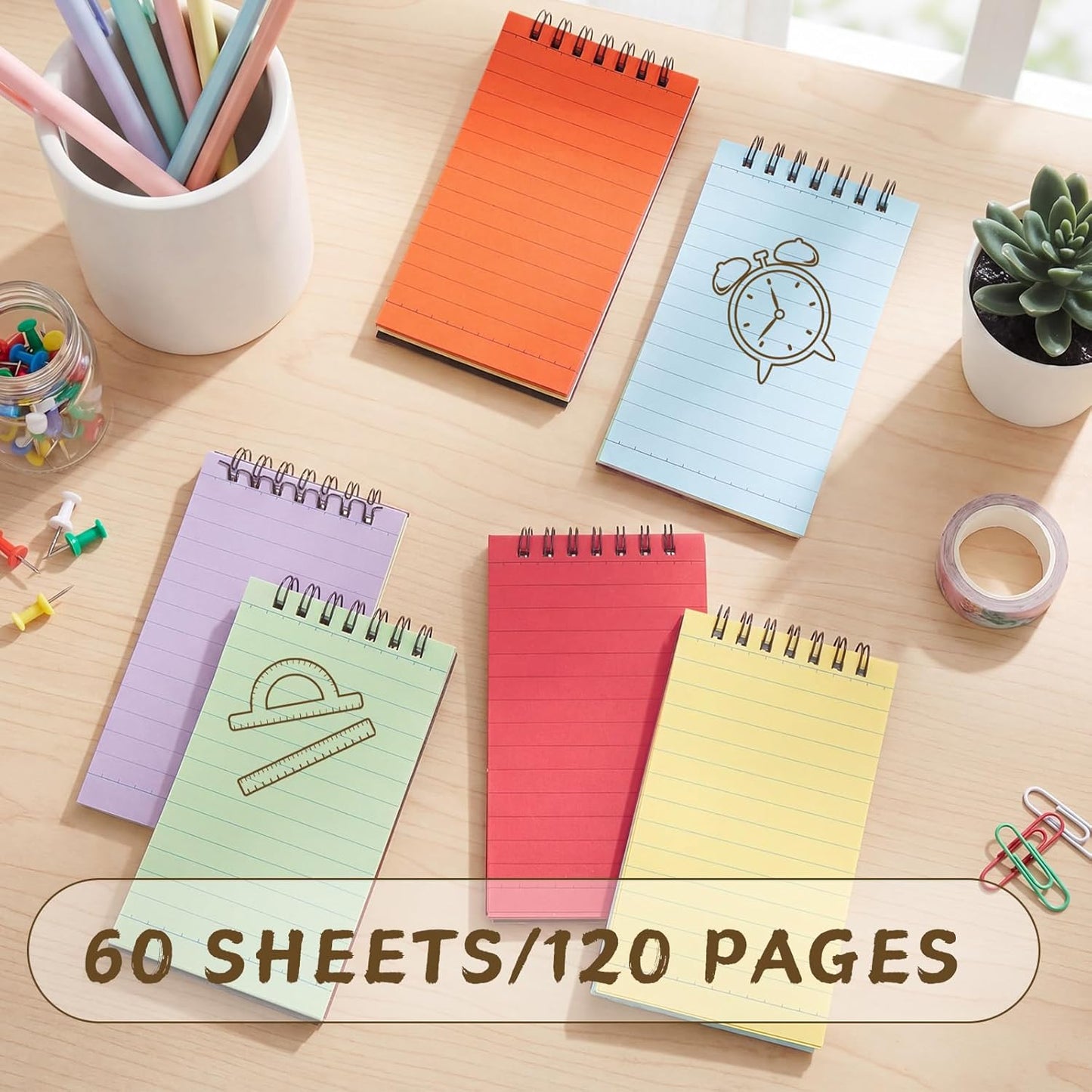 Tenceur 2 Pcs Pocket Notebook Bulk Small 3x5 Inch Spiral Notepads Mini Top Bound Notebook with Lined 120 Pages Ruled Memo Pads for Office College Nurse Essentials Back to School Gift (Black)